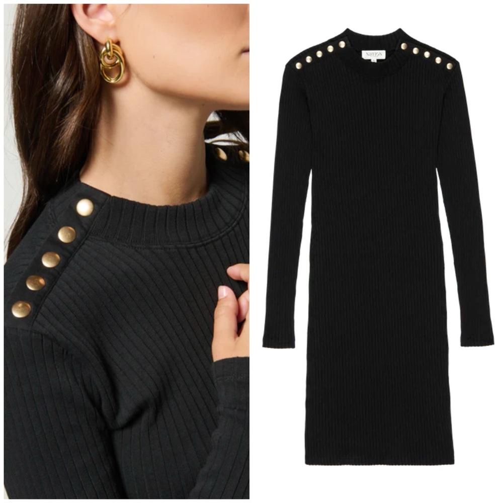 Nation LTD Palmer Mini Dress Black Long Sleeve Mini Size Small